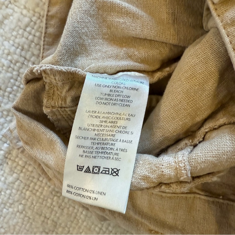 Free People Tan Linen Cropped Wide Leg Pants 0 - Picture 8 of 8
